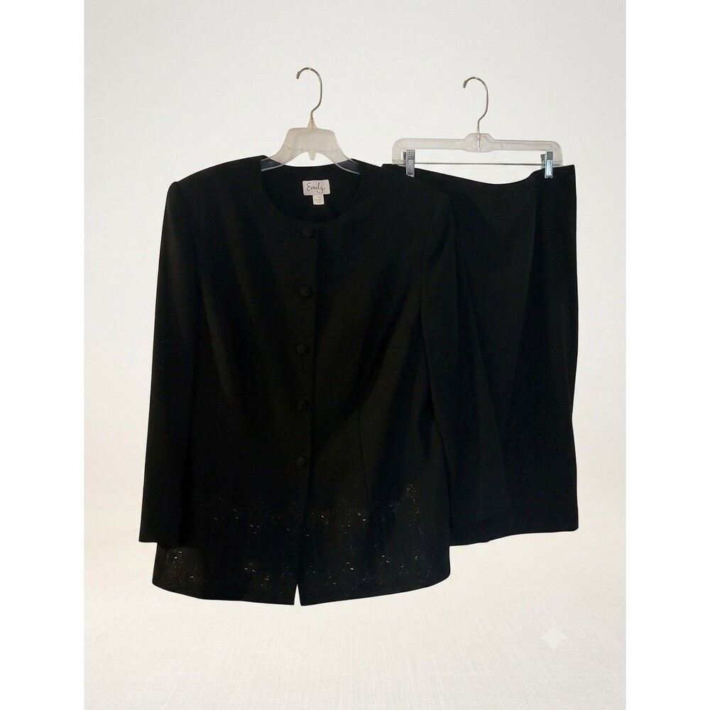 Vintage Y2K Emily Black Beaded Skirt Suit | Plus Size 20W | New With Tags